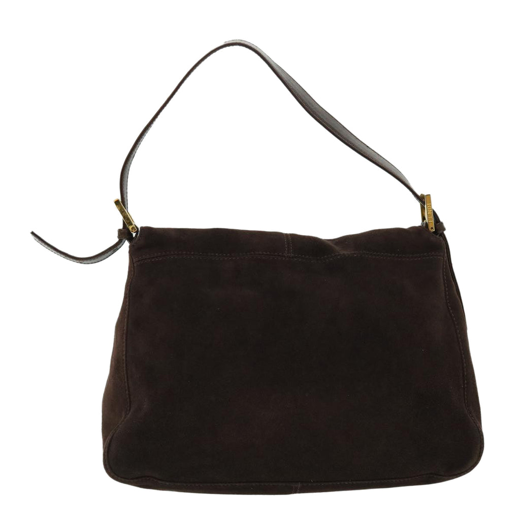 FENDI Mamma Baguette Shoulder Bag Suede Brown ki3319