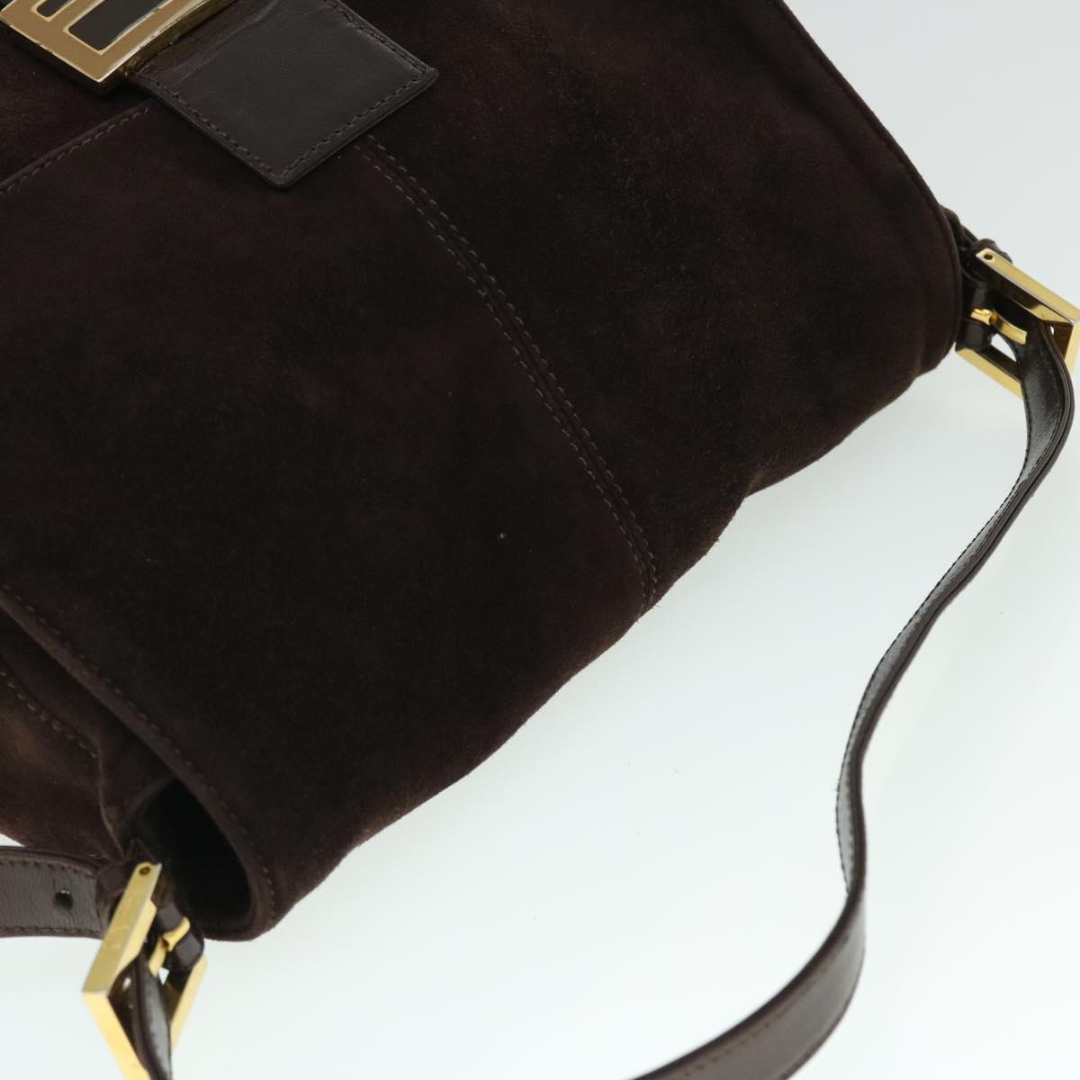 FENDI Mamma Baguette Shoulder Bag Suede Brown ki3319