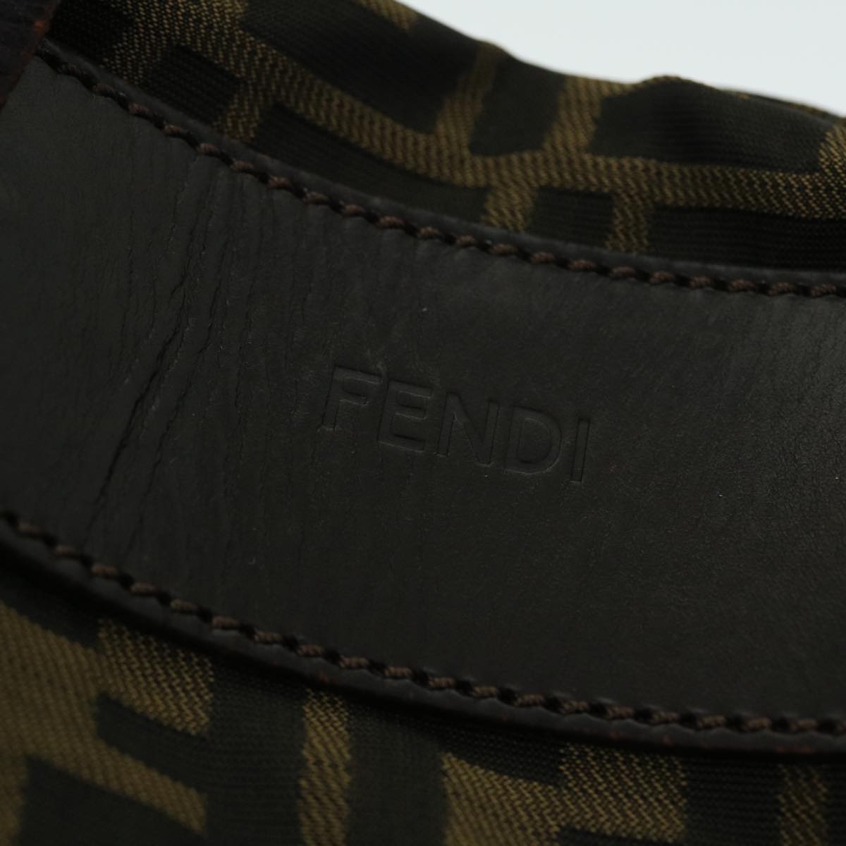 FENDI Zucca Canvas Hand Bag Nylon Leather Brown ki3329