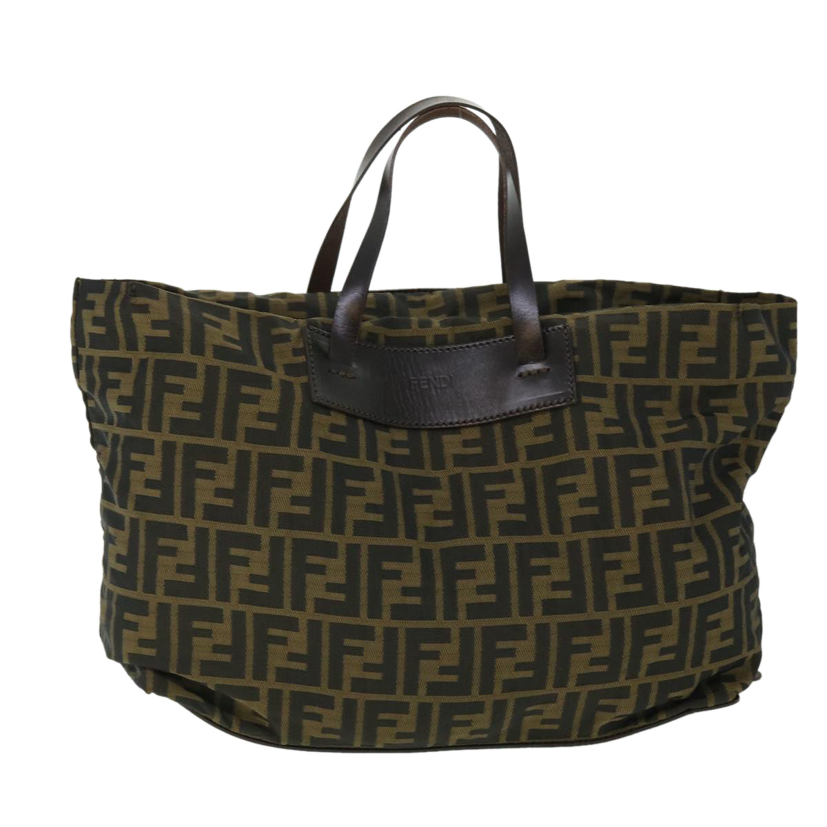 FENDI Zucca Canvas Hand Bag Nylon Leather Brown ki3329