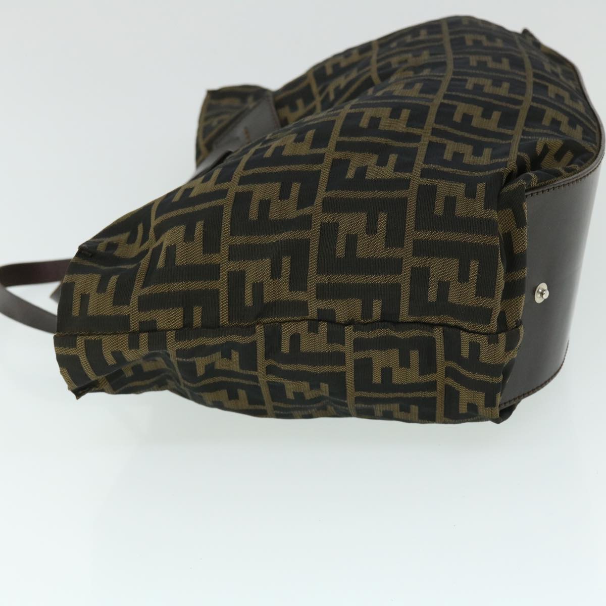 FENDI Zucca Canvas Hand Bag Nylon Leather Brown ki3329