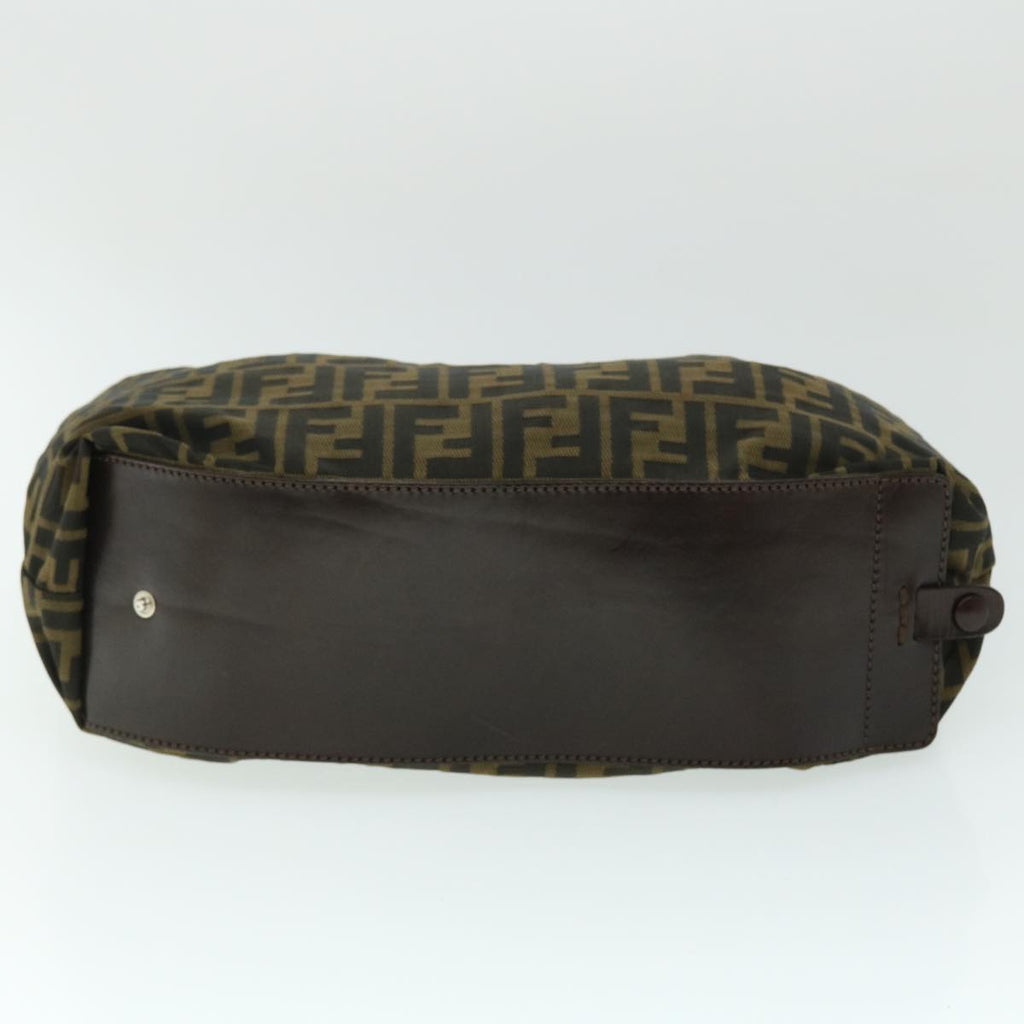FENDI Zucca Canvas Hand Bag Nylon Leather Brown ki3329