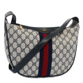 GUCCI GG Canvas Sherry Line Shoulder Bag PVC Leather Gray Navy Red ki3382