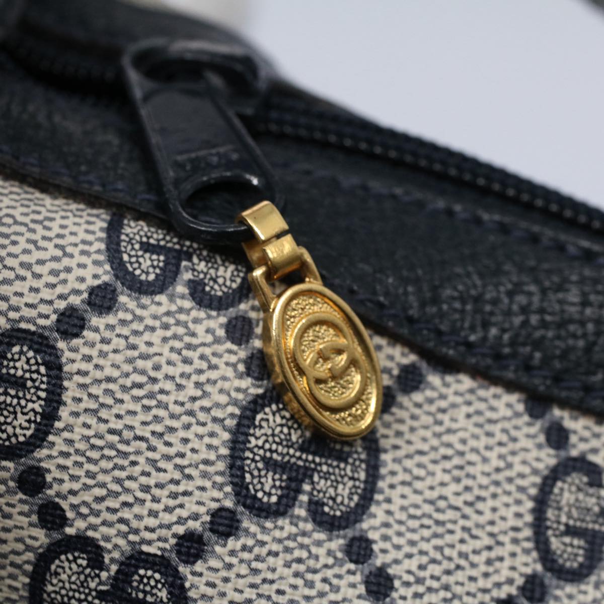 GUCCI GG Canvas Sherry Line Shoulder Bag PVC Leather Gray Navy Red ki3382