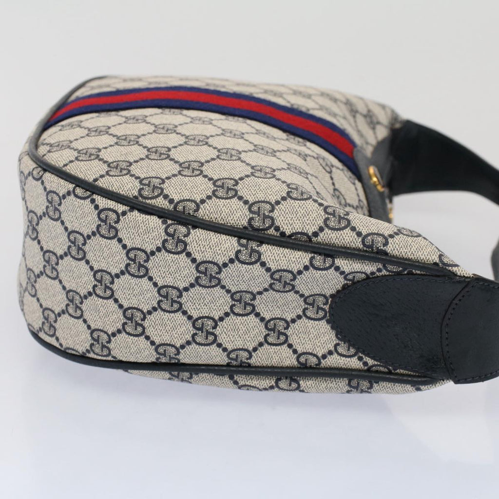 GUCCI GG Canvas Sherry Line Shoulder Bag PVC Leather Gray Navy Red ki3382