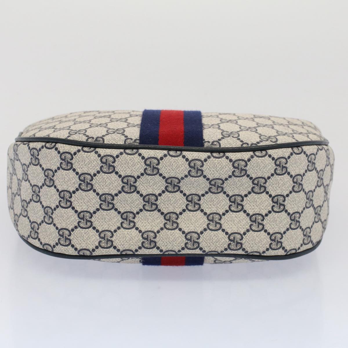 GUCCI GG Canvas Sherry Line Shoulder Bag PVC Leather Gray Navy Red ki3382