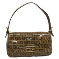 FENDI Zucchino Canvas Mamma Baguette Shoulder Bag Beige ki3426