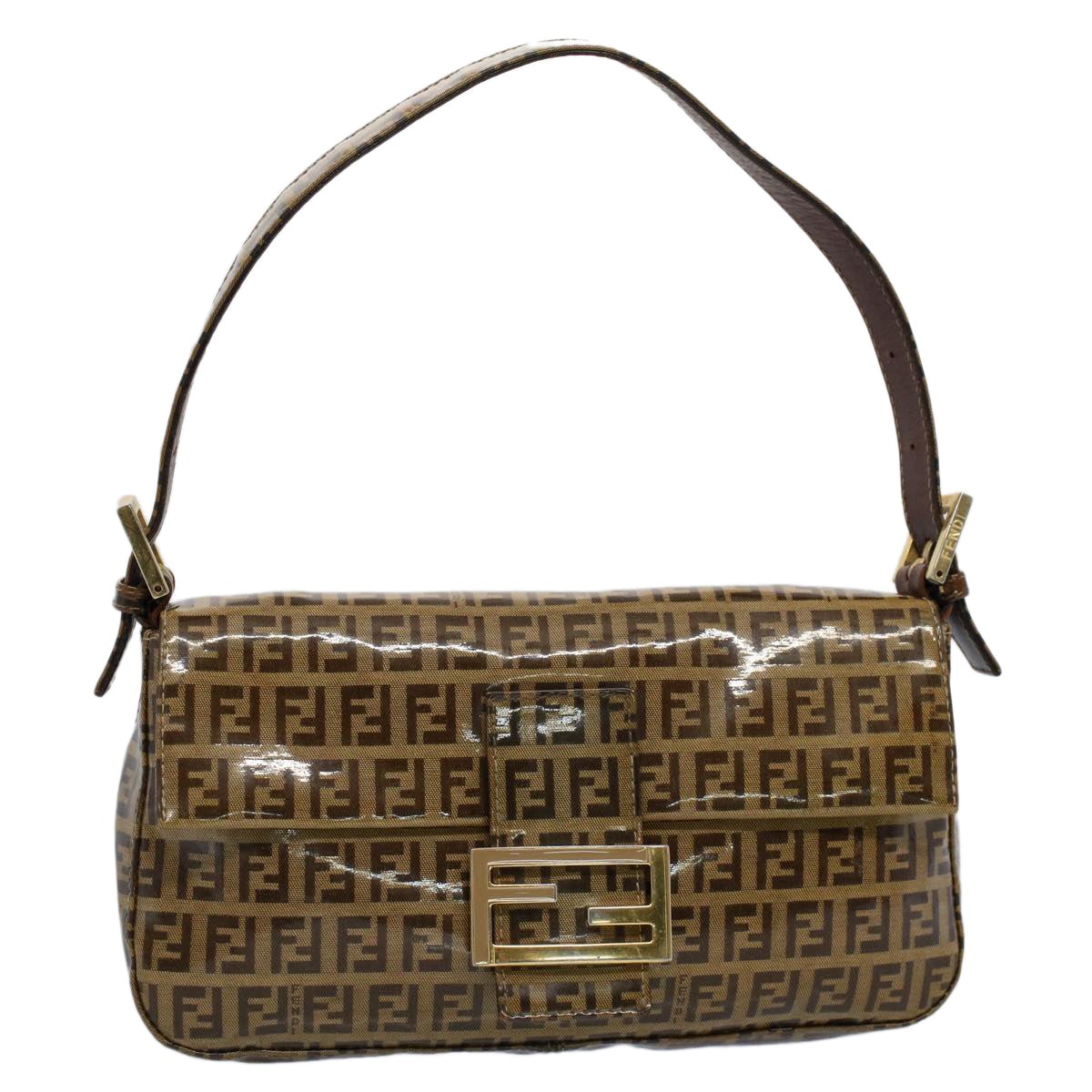FENDI Zucchino Canvas Mamma Baguette Shoulder Bag Beige ki3426