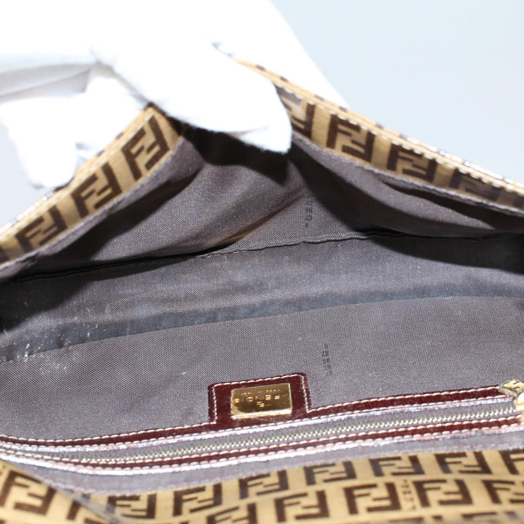 FENDI Zucchino Canvas Mamma Baguette Shoulder Bag Beige ki3426