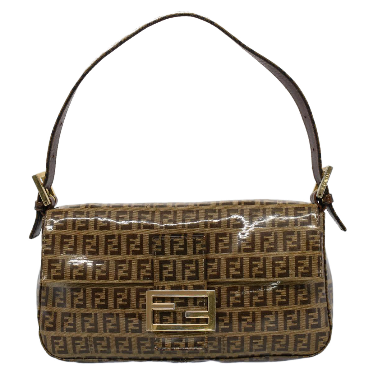 FENDI Zucchino Canvas Mamma Baguette Shoulder Bag Beige ki3426