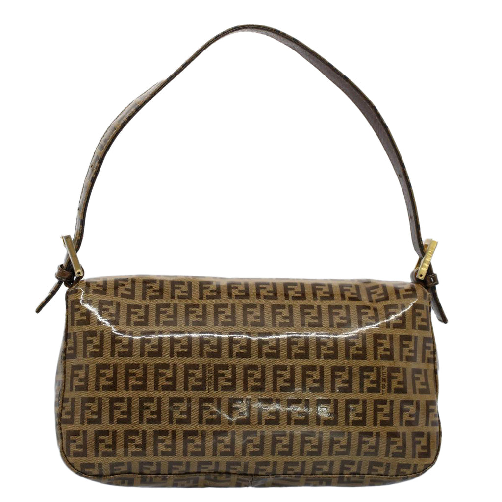 FENDI Zucchino Canvas Mamma Baguette Shoulder Bag Beige ki3426