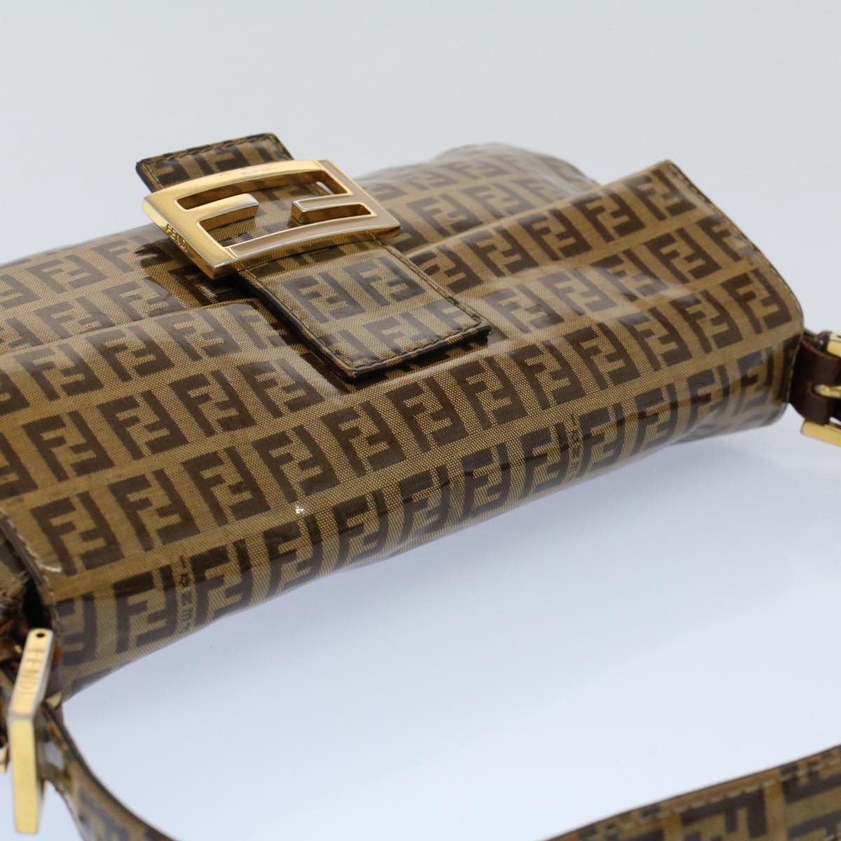 FENDI Zucchino Canvas Mamma Baguette Shoulder Bag Beige ki3426