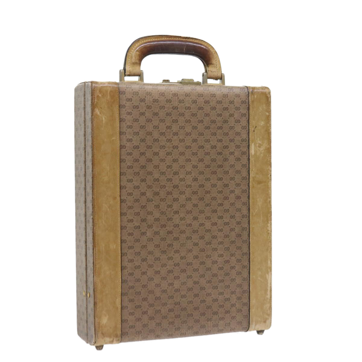 GUCCI Micro GG Canvas Attache case Hand Bag PVC Leather Beige Brown ki3600