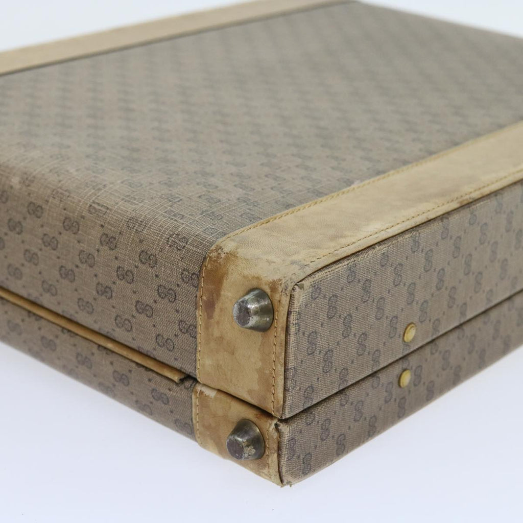 GUCCI Micro GG Canvas Attache case Hand Bag PVC Leather Beige Brown ki3600