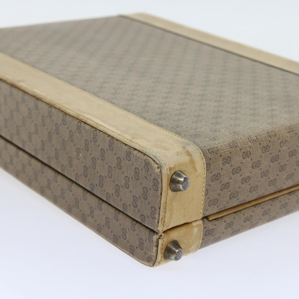 GUCCI Micro GG Canvas Attache case Hand Bag PVC Leather Beige Brown ki3600