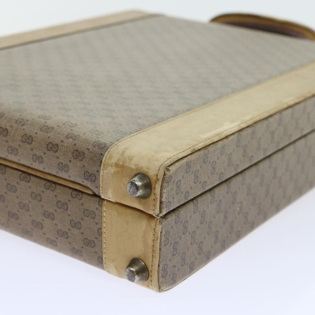 GUCCI Micro GG Canvas Attache case Hand Bag PVC Leather Beige Brown ki3600