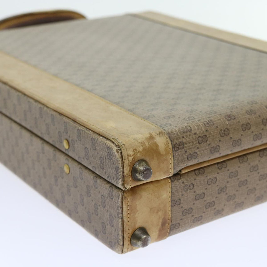 GUCCI Micro GG Canvas Attache case Hand Bag PVC Leather Beige Brown ki3600