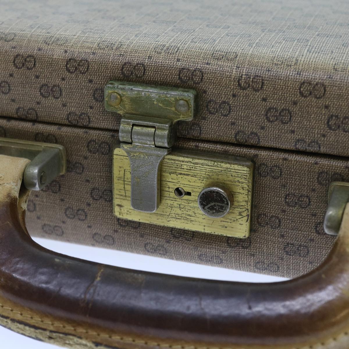 GUCCI Micro GG Canvas Attache case Hand Bag PVC Leather Beige Brown ki3600