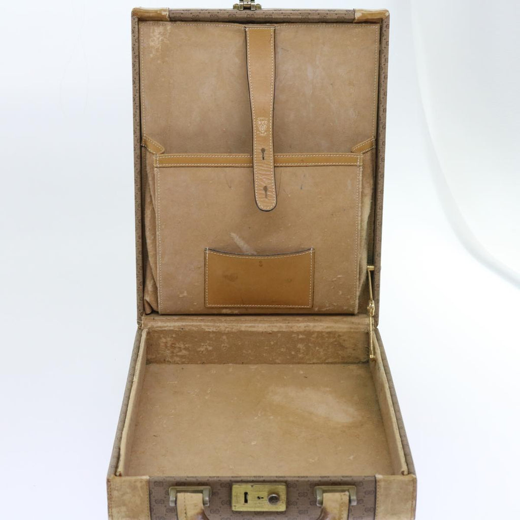 GUCCI Micro GG Canvas Attache case Hand Bag PVC Leather Beige Brown ki3600