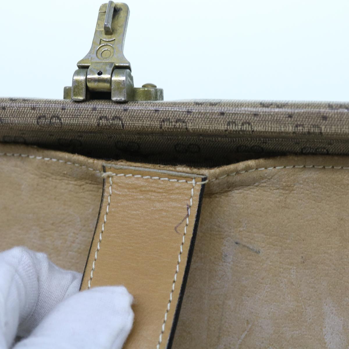 GUCCI Micro GG Canvas Attache case Hand Bag PVC Leather Beige Brown ki3600