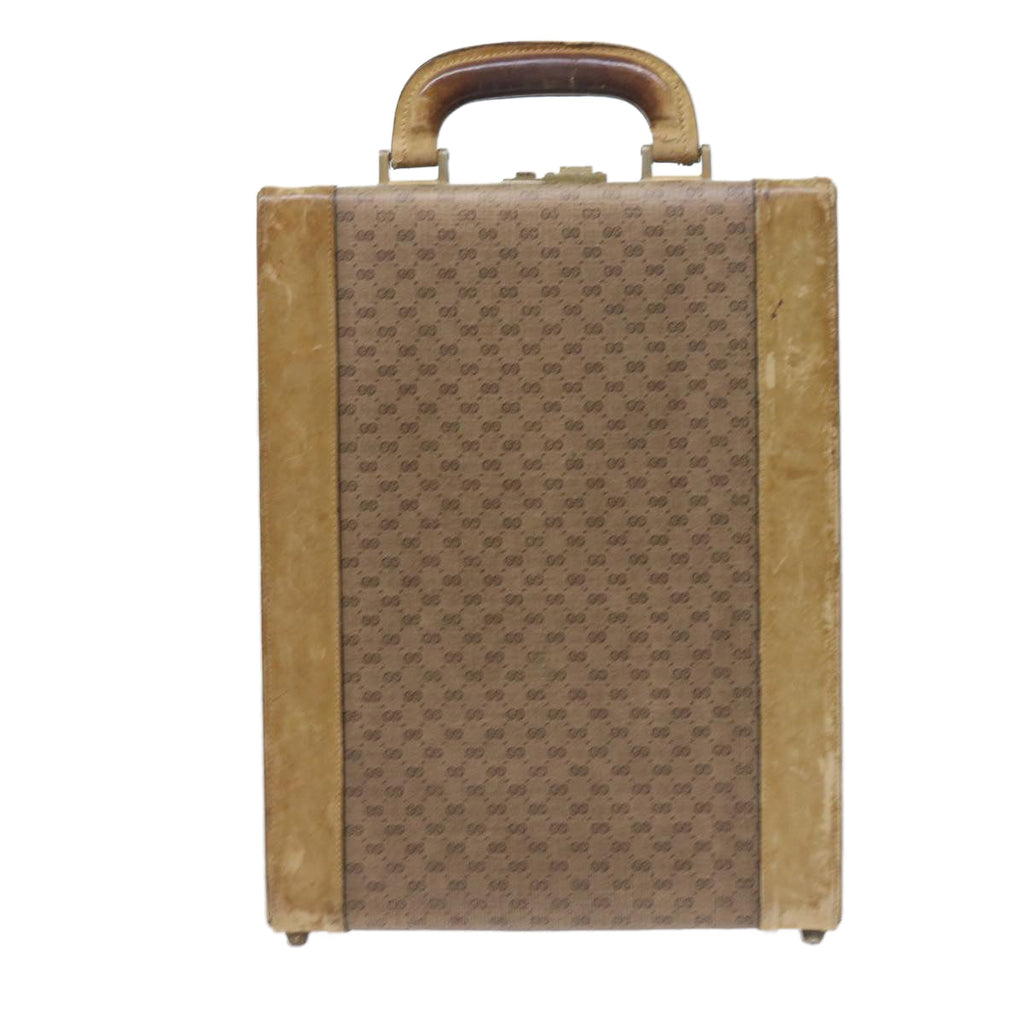 GUCCI Micro GG Canvas Attache case Hand Bag PVC Leather Beige Brown ki3600