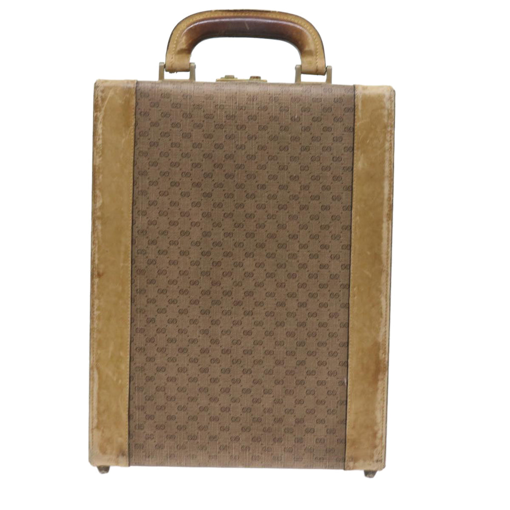 GUCCI Micro GG Canvas Attache case Hand Bag PVC Leather Beige Brown ki3600