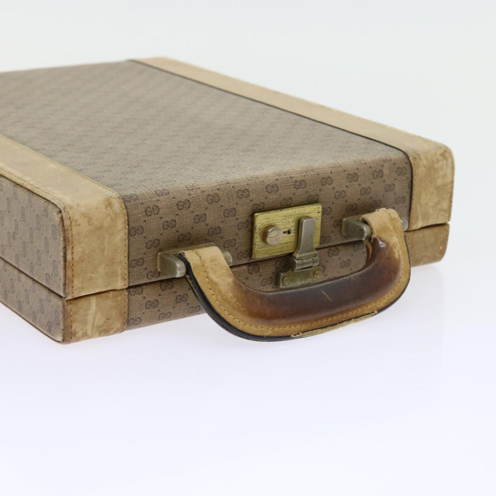 GUCCI Micro GG Canvas Attache case Hand Bag PVC Leather Beige Brown ki3600