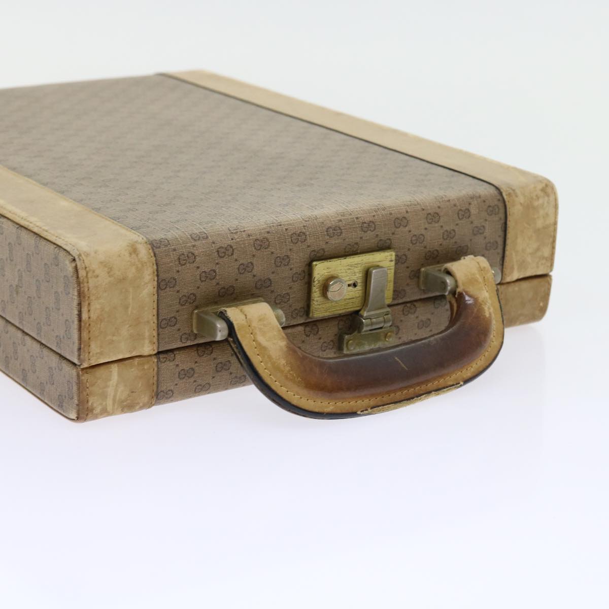 GUCCI Micro GG Canvas Attache case Hand Bag PVC Leather Beige Brown ki3600