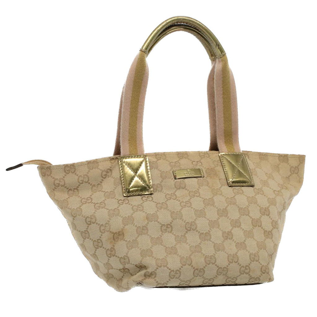 GUCCI GG Canvas Sherry Line Hand Bag Beige Gold pink 131228 ki3602