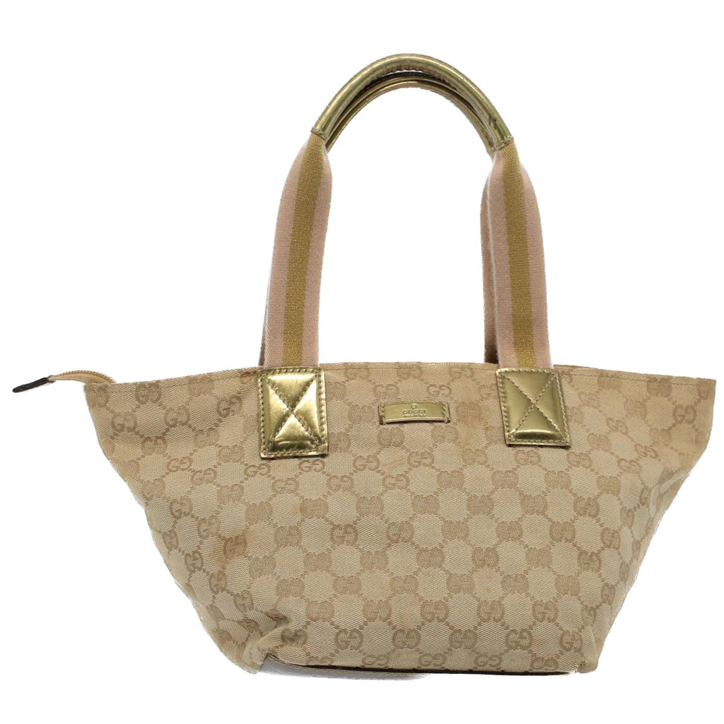 GUCCI GG Canvas Sherry Line Hand Bag Beige Gold pink 131228 ki3602