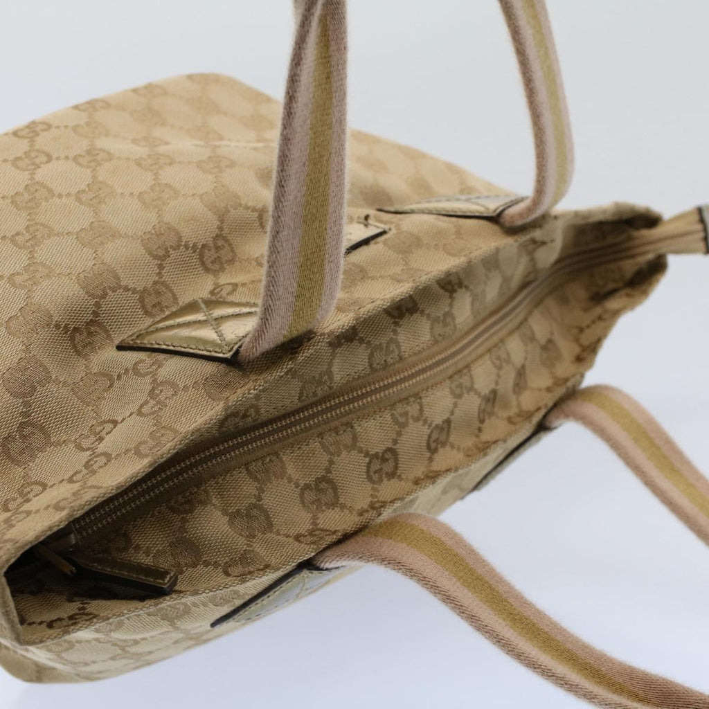 GUCCI GG Canvas Sherry Line Hand Bag Beige Gold pink 131228 ki3602