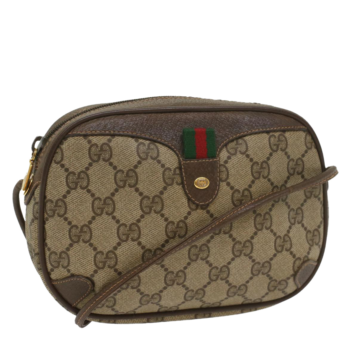 GUCCI GG Supreme Web Sherry Line Shoulder Bag Beige Red 156 02 066 ki3606