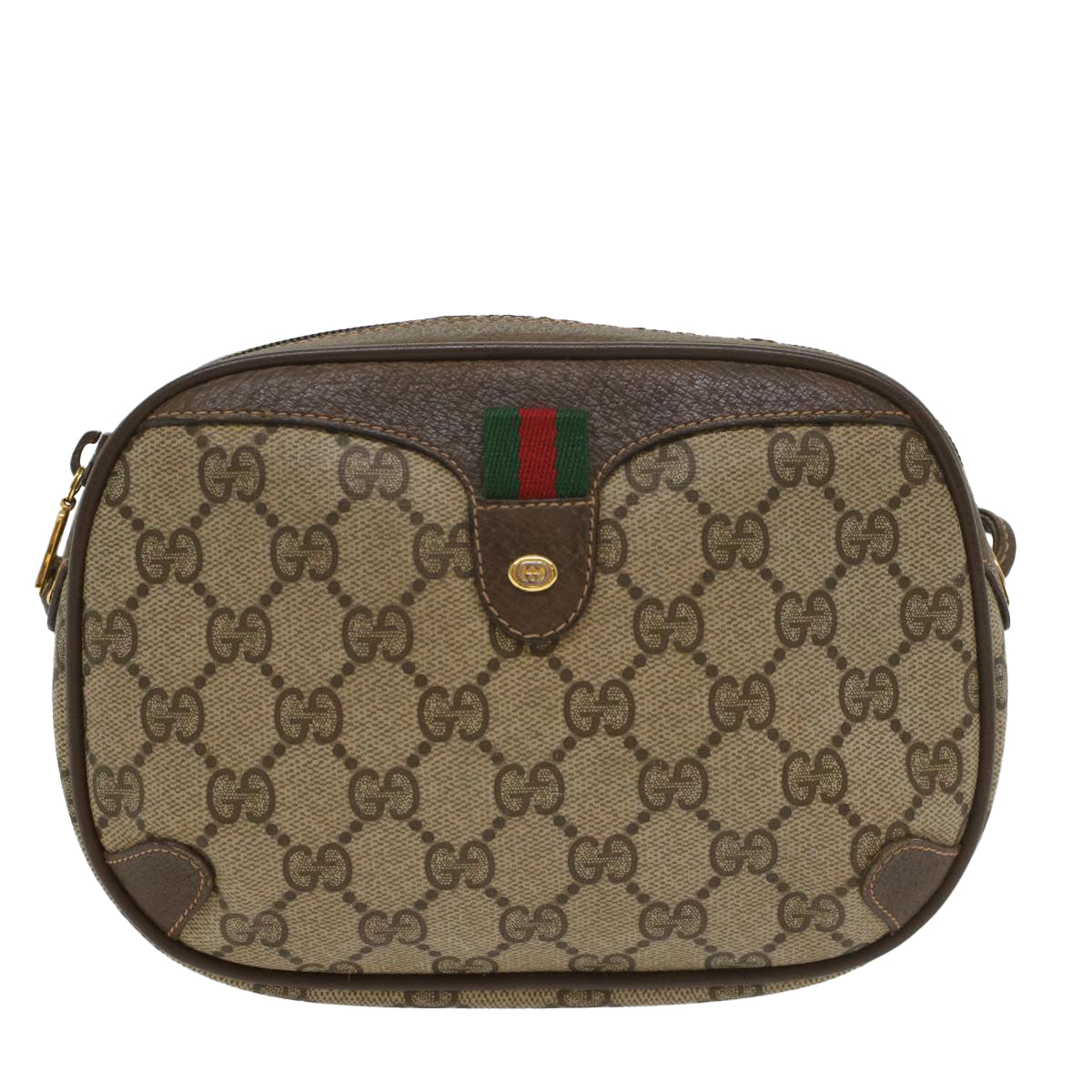 GUCCI GG Supreme Web Sherry Line Shoulder Bag Beige Red 156 02 066 ki3606