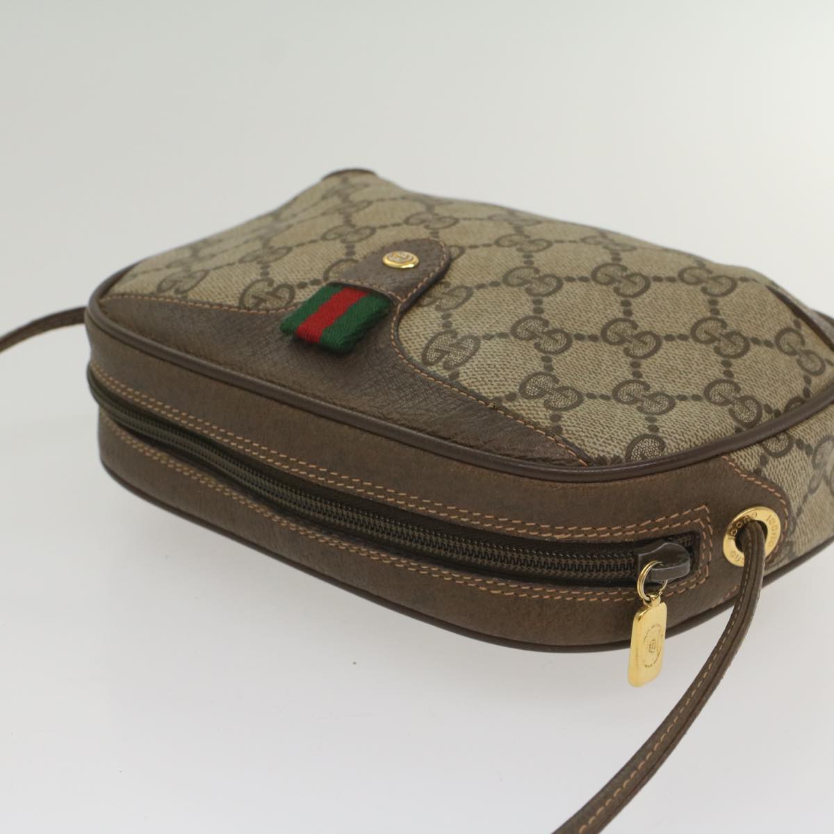 GUCCI GG Supreme Web Sherry Line Shoulder Bag Beige Red 156 02 066 ki3606