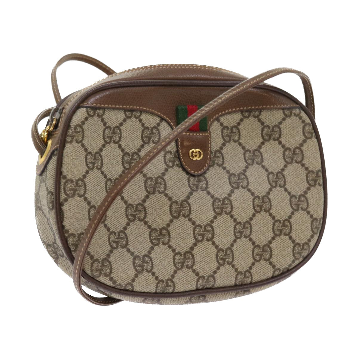 GUCCI GG Canvas Web Sherry Line Shoulder Bag Beige Red Green ki3607