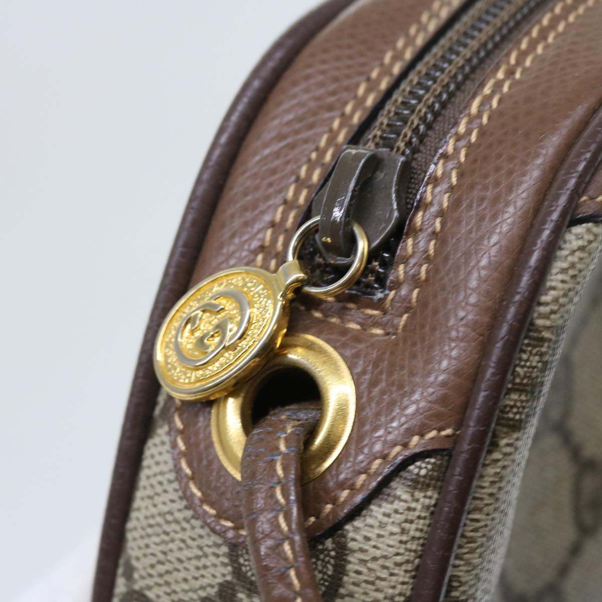 GUCCI GG Canvas Web Sherry Line Shoulder Bag Beige Red Green ki3607