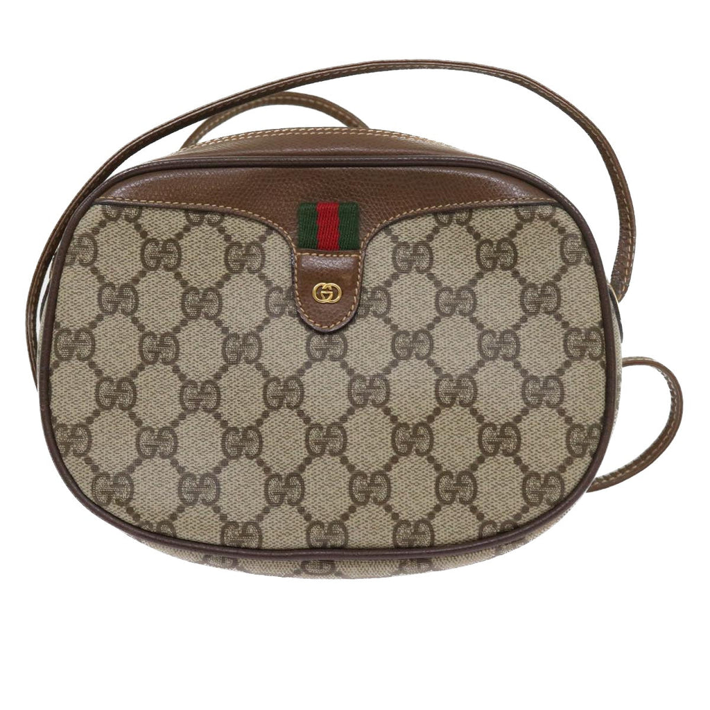 GUCCI GG Canvas Web Sherry Line Shoulder Bag Beige Red Green ki3607