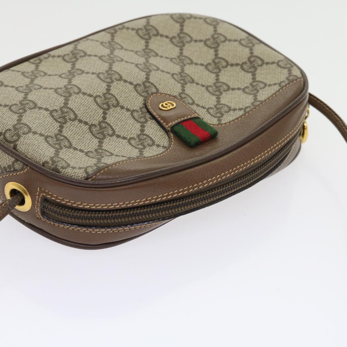 GUCCI GG Canvas Web Sherry Line Shoulder Bag Beige Red Green ki3607
