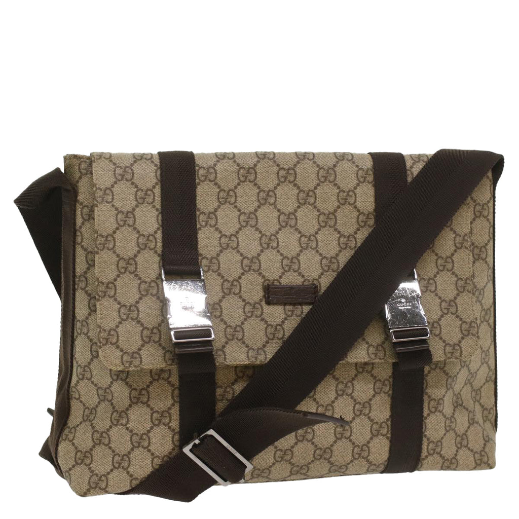 GUCCI GG Supreme Shoulder Bag PVC Leather Beige 122373 ki3613