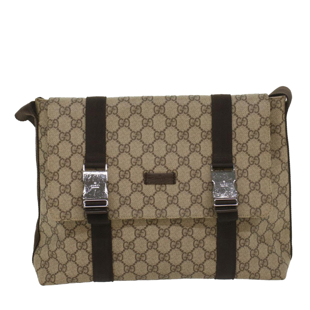 GUCCI GG Supreme Shoulder Bag PVC Leather Beige 122373 ki3613
