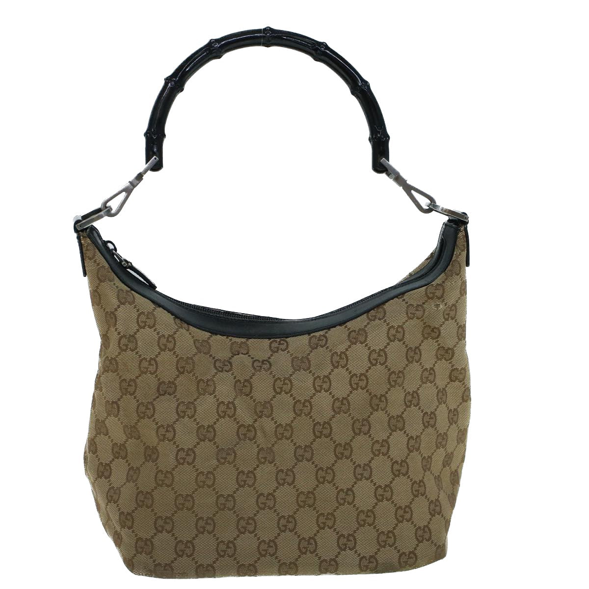 GUCCI Bamboo GG Canvas Shoulder Bag Beige ki3617
