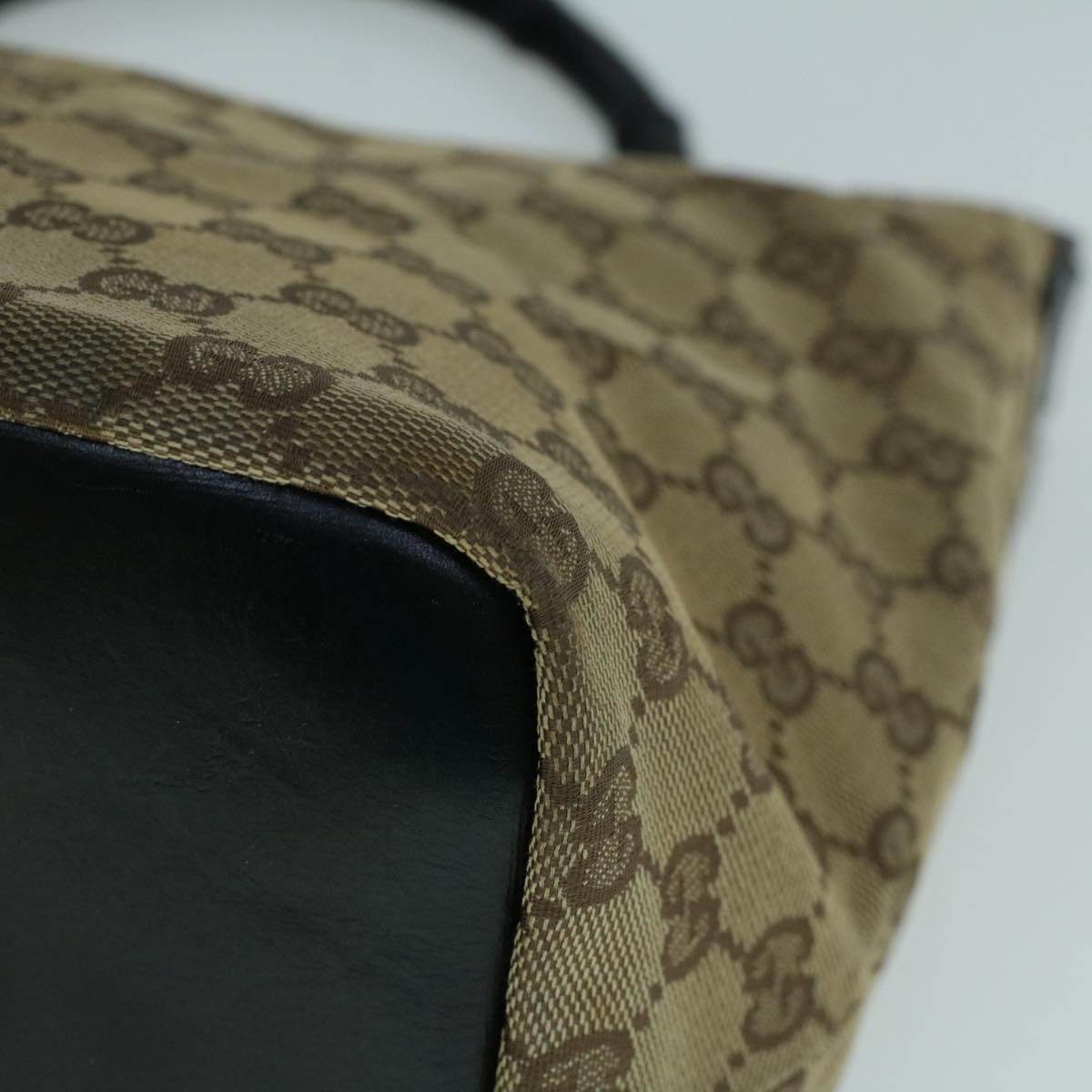 GUCCI Bamboo GG Canvas Shoulder Bag Beige ki3617