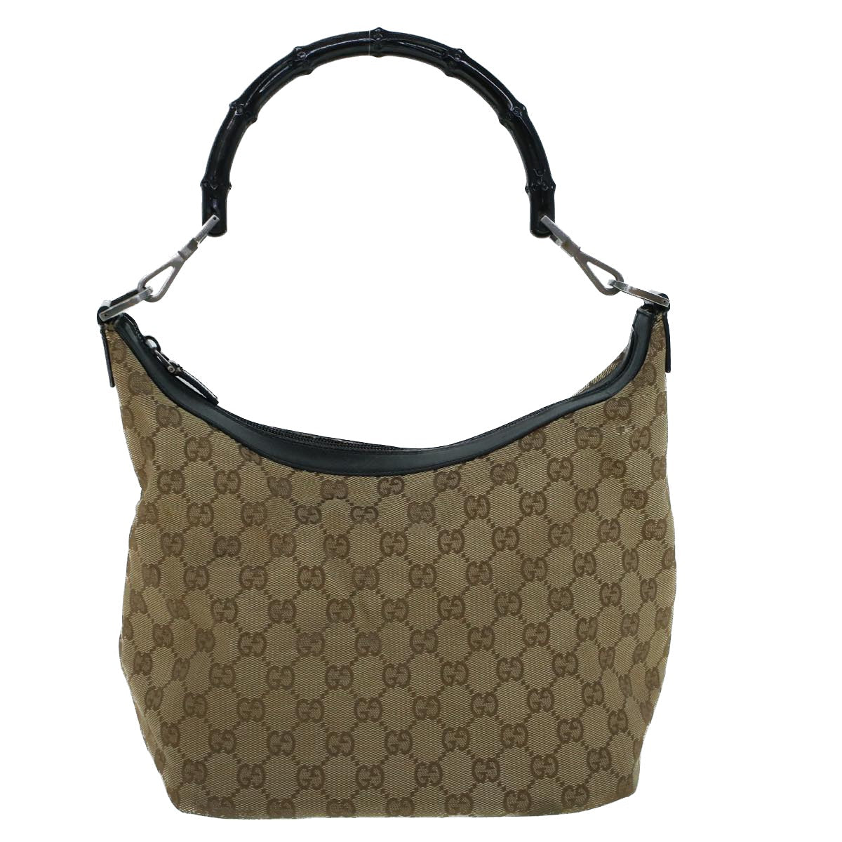 GUCCI Bamboo GG Canvas Shoulder Bag Beige ki3617
