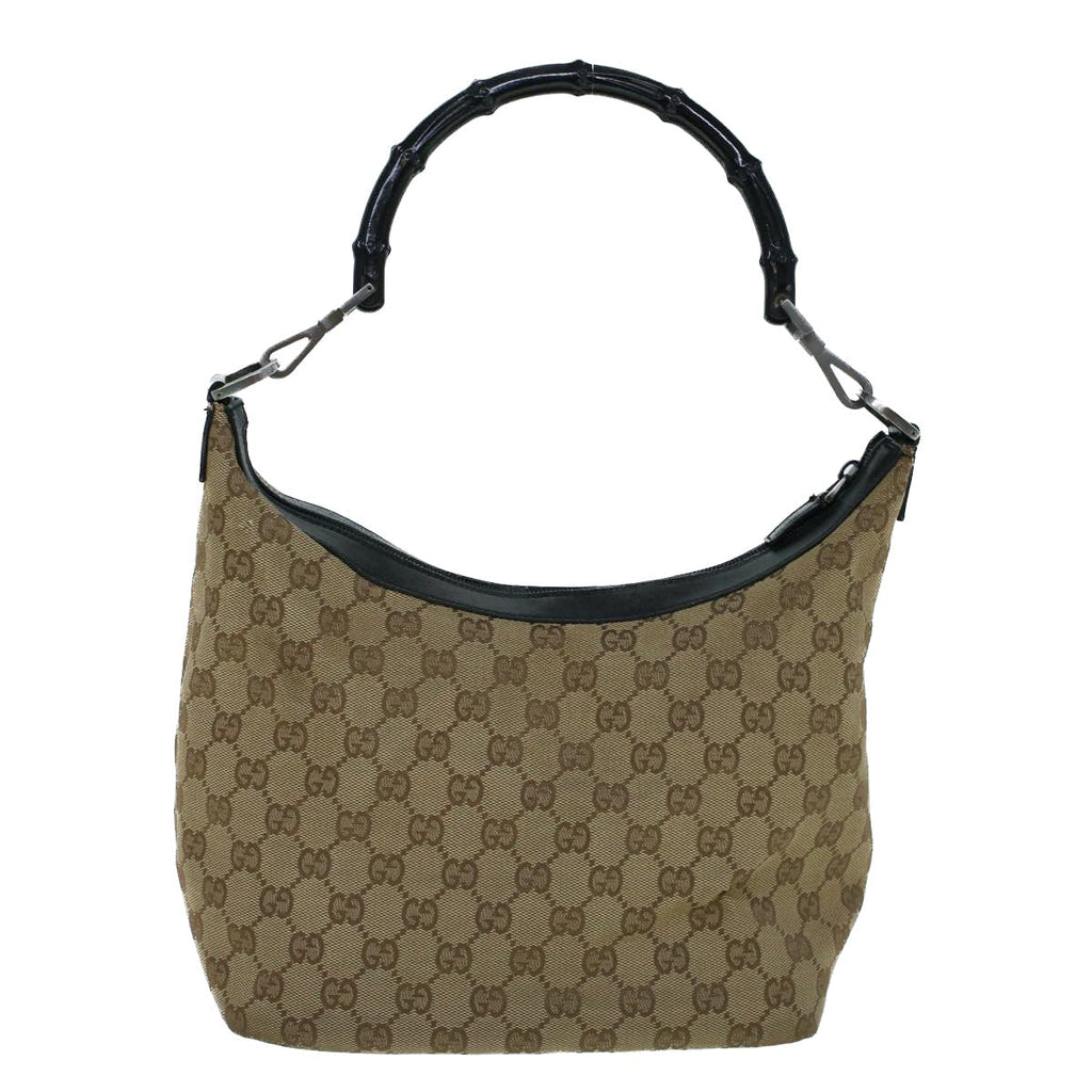 GUCCI Bamboo GG Canvas Shoulder Bag Beige ki3617