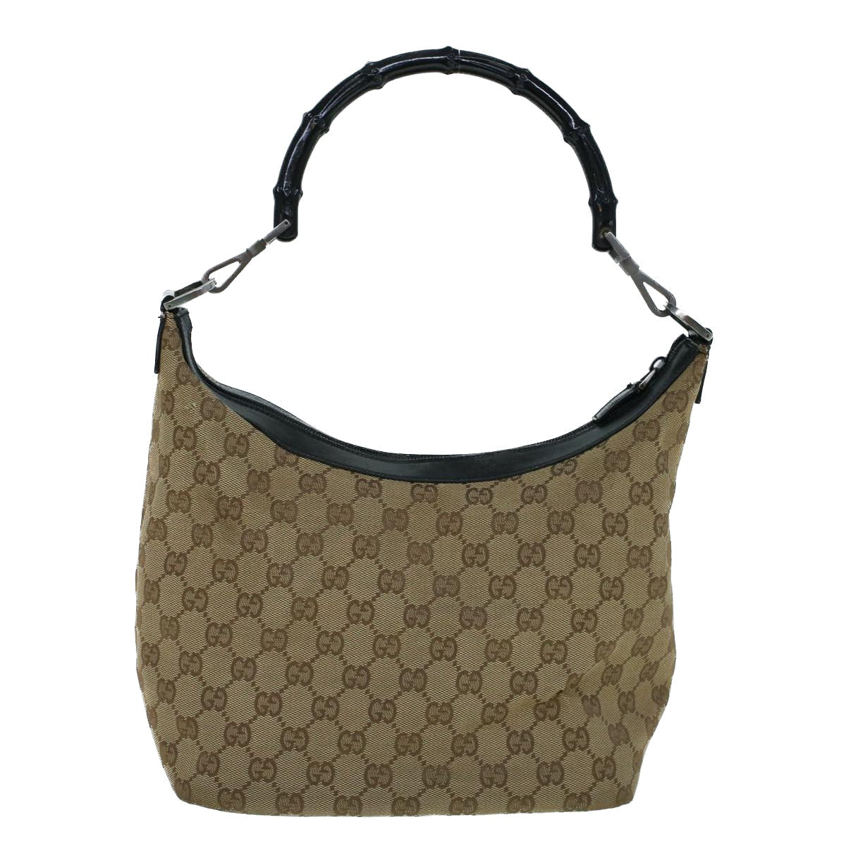 GUCCI Bamboo GG Canvas Shoulder Bag Beige ki3617