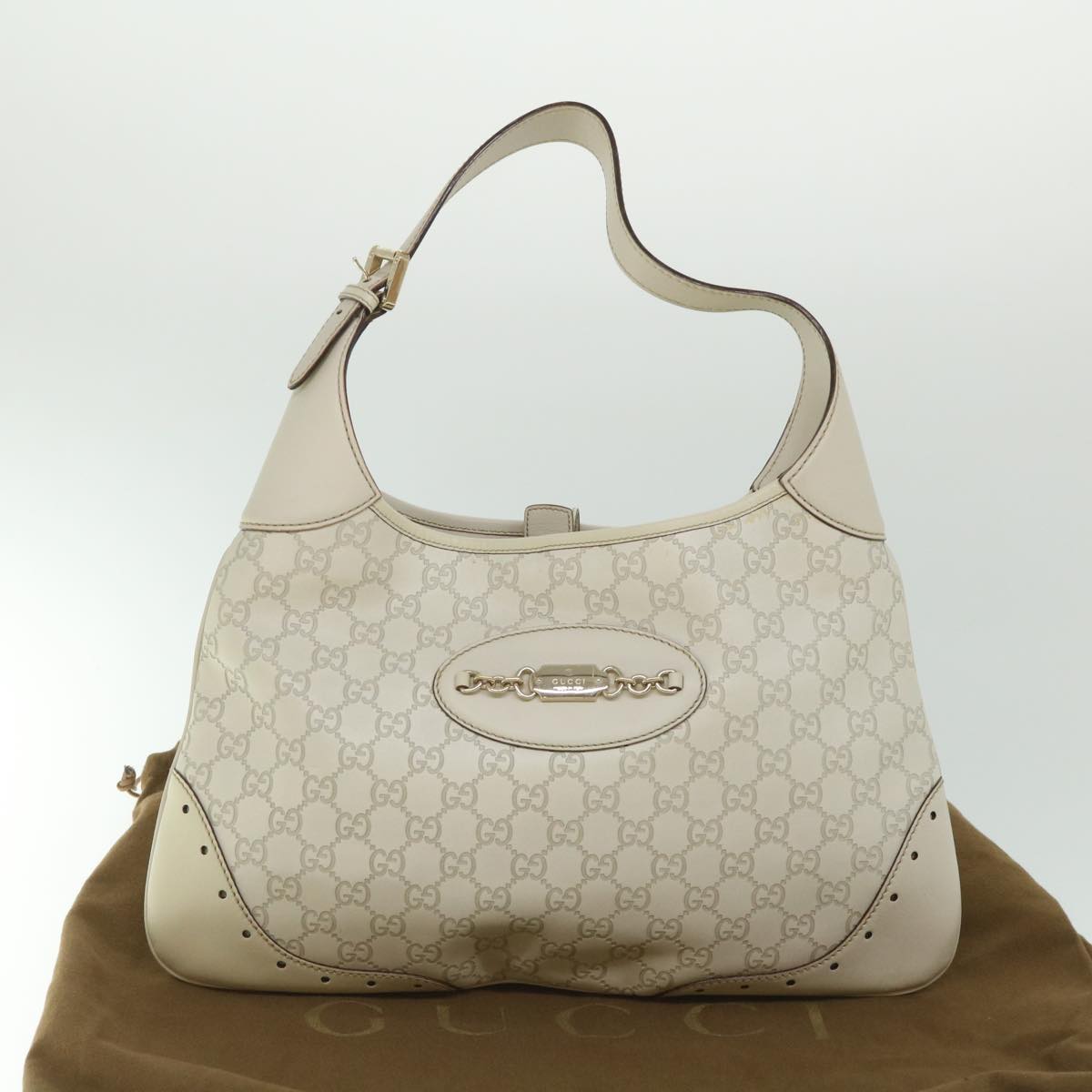 GUCCI GG Canvas Guccissima Shoulder Bag White 145781 ki3634