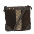 GUCCI GG Canvas Shoulder Bag Suede Beige Brown 120898 ki3660