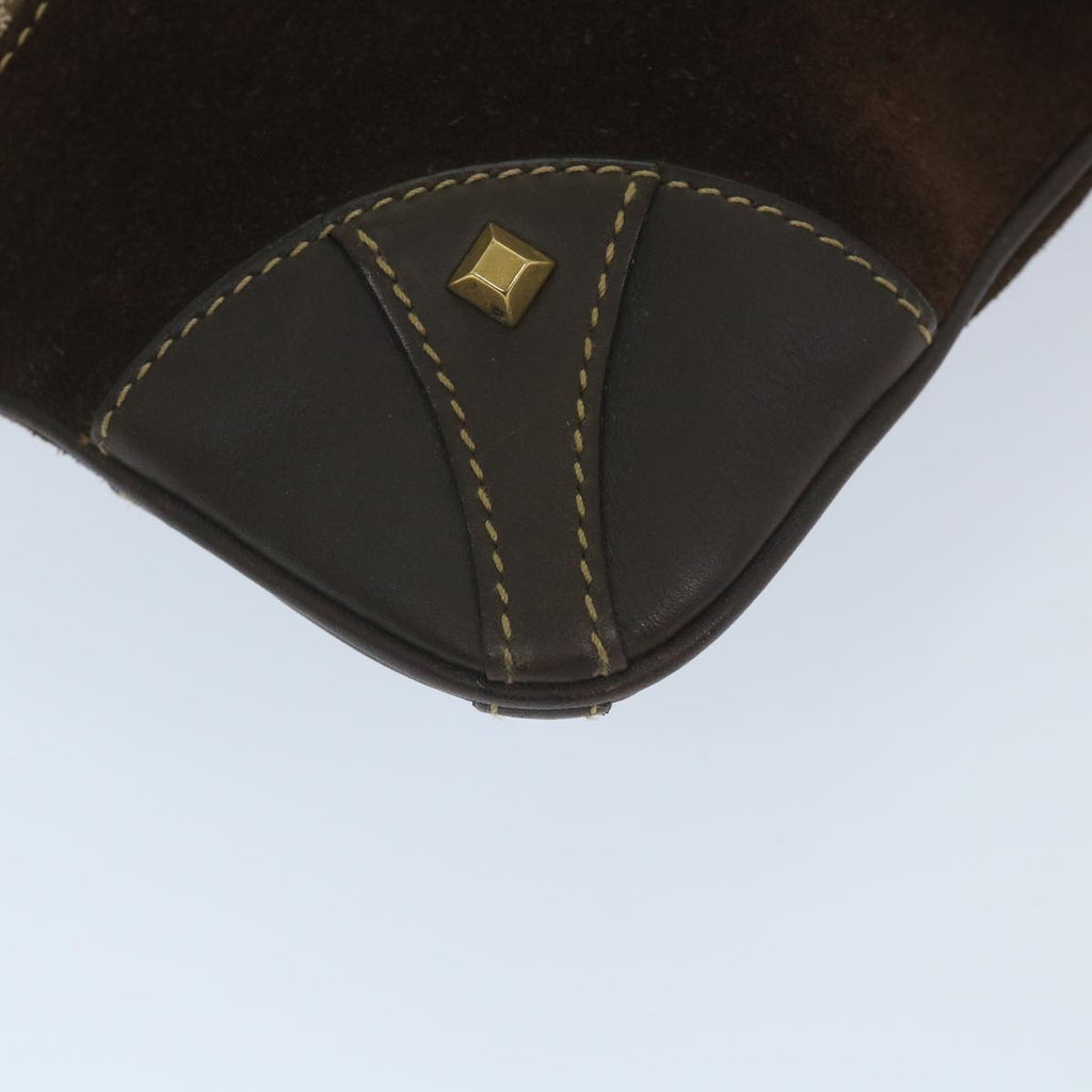 GUCCI GG Canvas Shoulder Bag Suede Beige Brown 120898 ki3660
