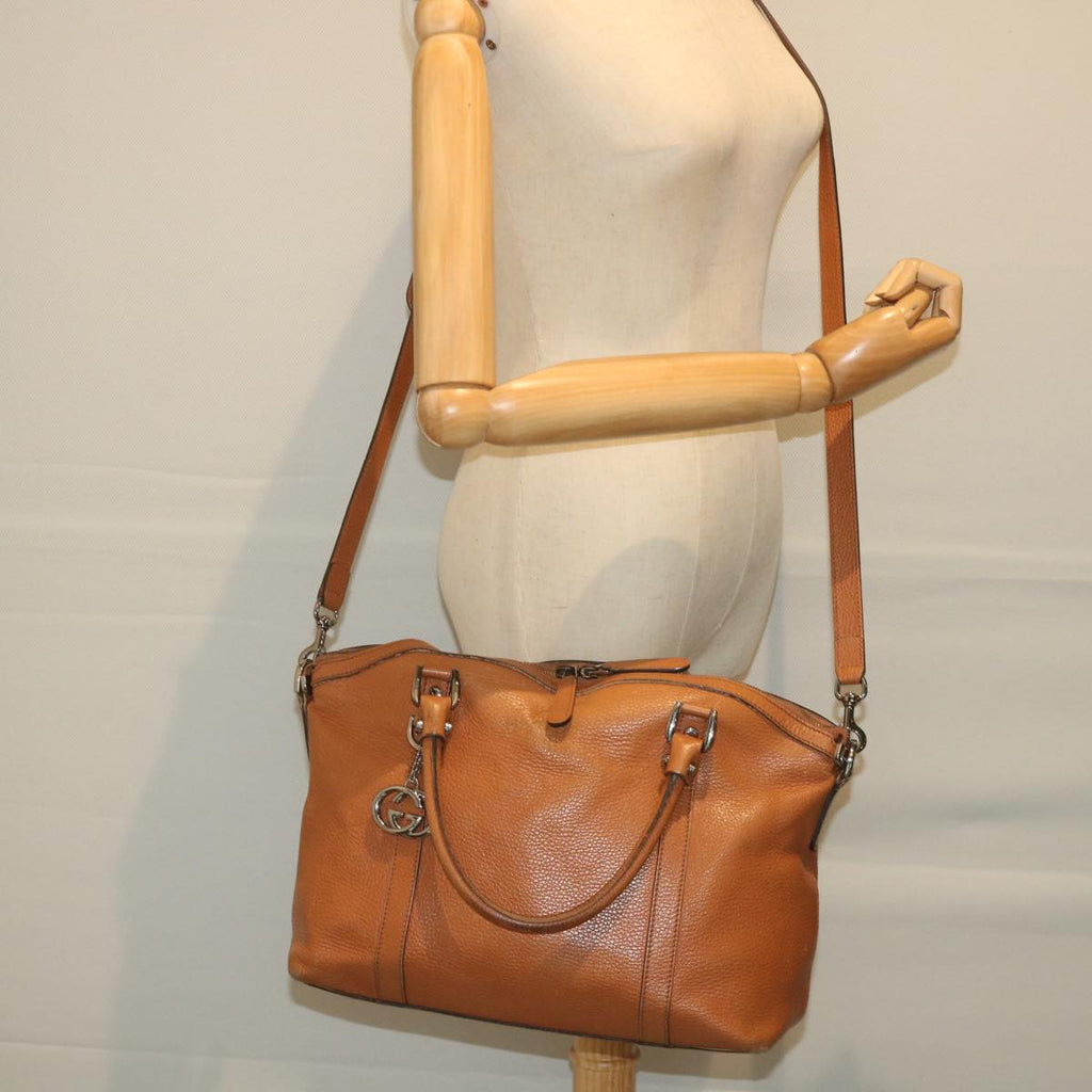GUCCI Interlocking Hand Bag Leather 2way Brown 341503 ki3661