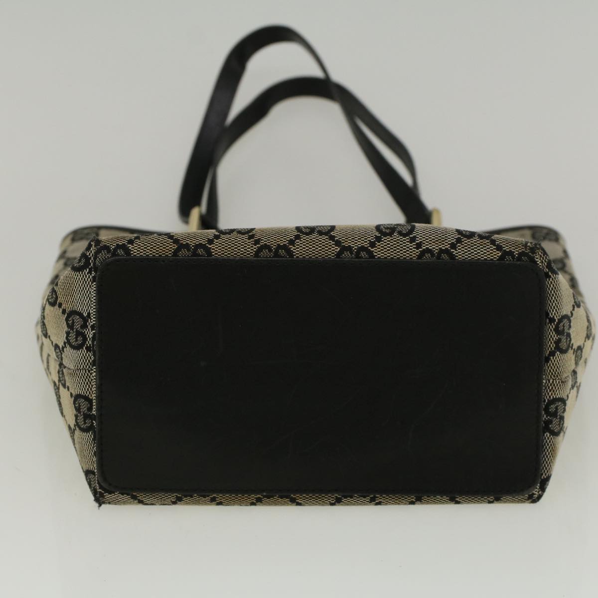 GUCCI GG Canvas Tote Bag Beige Black 002 1099 ki3672